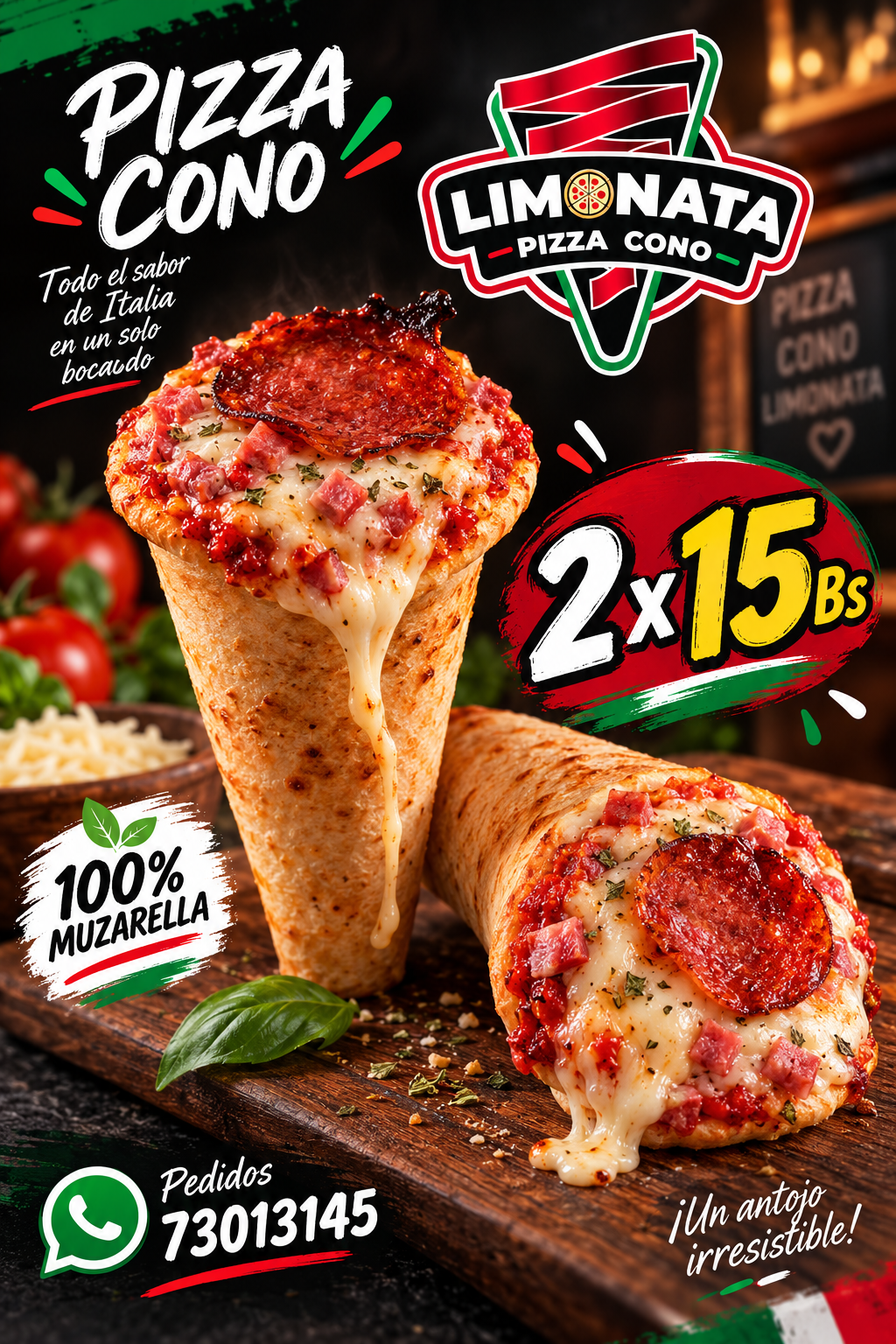 Identidad Visual y Banner Publicitario — Limónata Pizza Cono