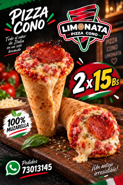 Identidad Visual y Banner Publicitario — Limónata Pizza Cono